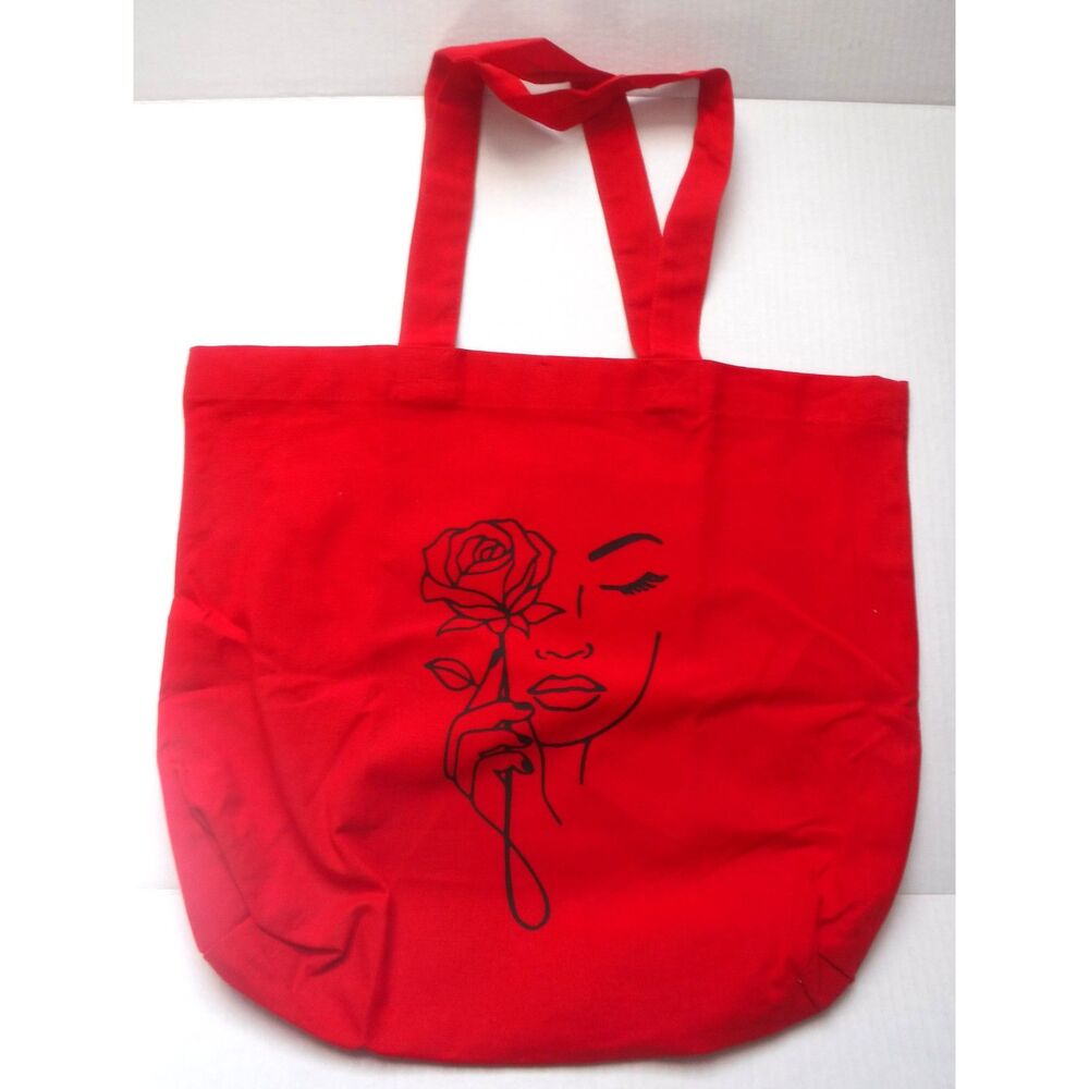 Reusable Red Cotton Tote Bag